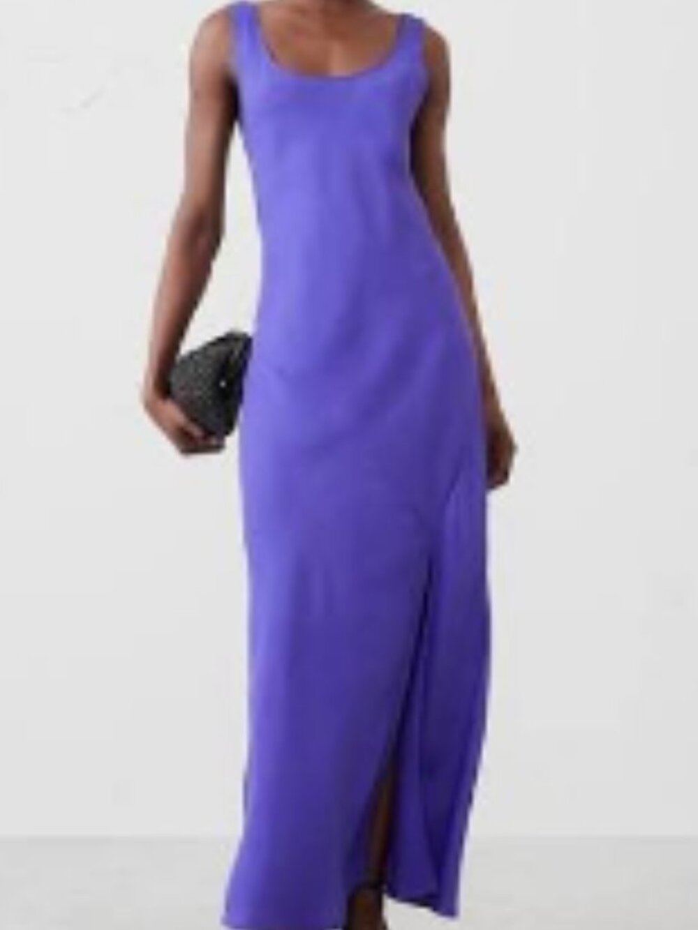 NWT Banana Republic Factory Silky Twill Slit Maxi Dress in Purple Dusk - Large
